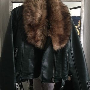 Dark green leather jacket